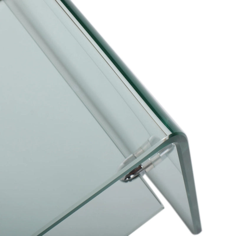 Mobile TV trasparente da 39.37 con design aperto sul retro e ripiano in vetro, per TV fino a 39