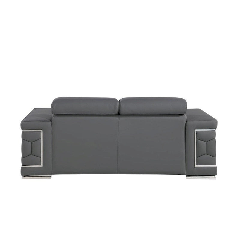 71 Gray And Silver Genuine Leather Loveseat