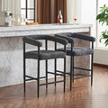 Set di 2 sgabelli da bar moderni in bouclé, altezza bancone, con struttura in metallo e braccioli, per isola da cucina e sala da pranzo