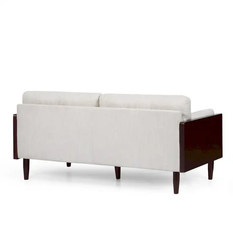 Divano da 77 pollici a 2 posti, stile retrò, gambe affusolate in legno, morbido beige