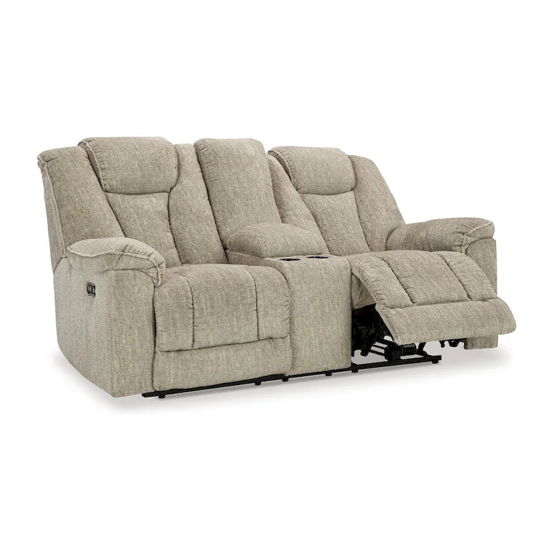 Rozkładana sofa dwuosobowa z elektrycznym sterowaniem, regulowanym zagłówkiem i oświetleniem LED, beżowa, 76 cali