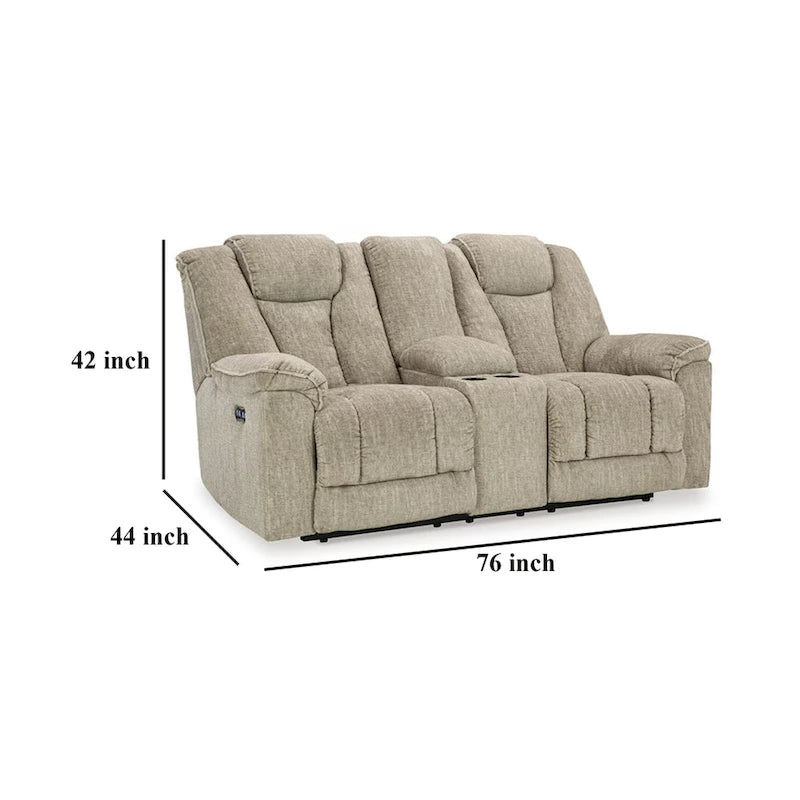 Rozkładana sofa dwuosobowa z elektrycznym sterowaniem, regulowanym zagłówkiem i oświetleniem LED, beżowa, 76 cali