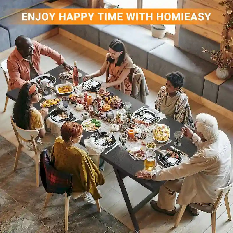 Tavolo da pranzo stile farmhouse per 8 persone, tavolo rettangolare da cucina in legno da 70.8 pollici