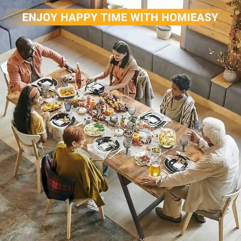 Tavolo da pranzo stile farmhouse per 8 persone, tavolo rettangolare da cucina in legno da 70.8 pollici