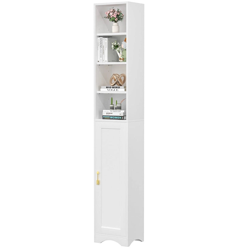 Mobiletto stretto per biancheria da bagno alto 70.9 pollici, mobile contenitore indipendente in legno massello a 8 ripiani