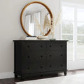 Black Wood Dresser, Sturdy Black Finish Chest, Elegant Bedroom Furniture for Daily Storage