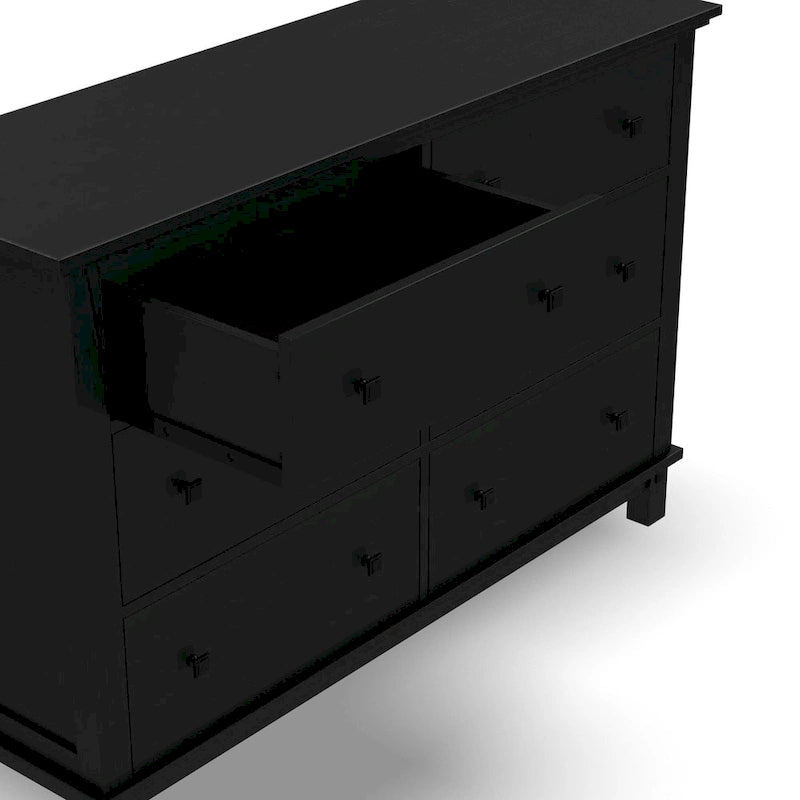 Black Wood Dresser, Sturdy Black Finish Chest, Elegant Bedroom Furniture for Daily Storage