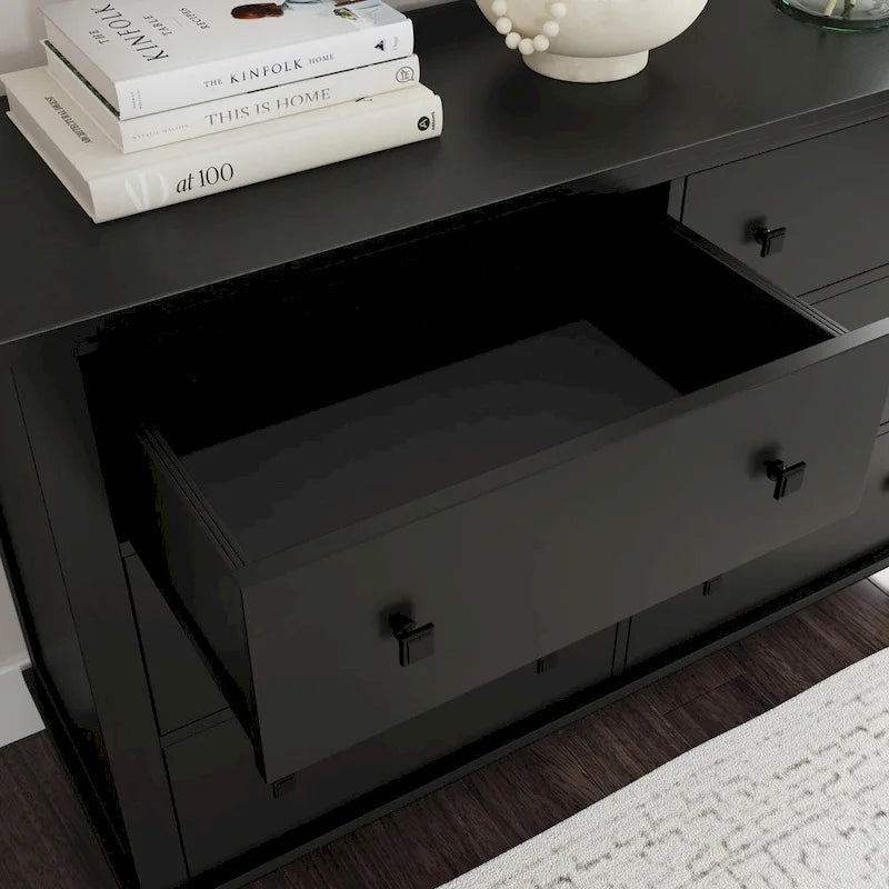Black Wood Dresser, Sturdy Black Finish Chest, Elegant Bedroom Furniture for Daily Storage