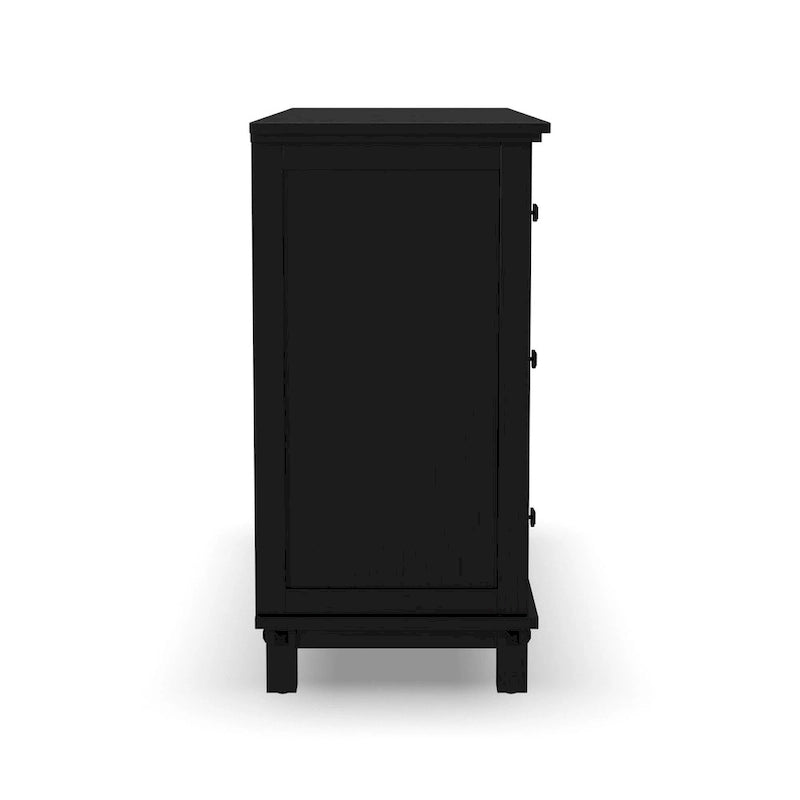 Black Wood Dresser, Sturdy Black Finish Chest, Elegant Bedroom Furniture for Daily Storage