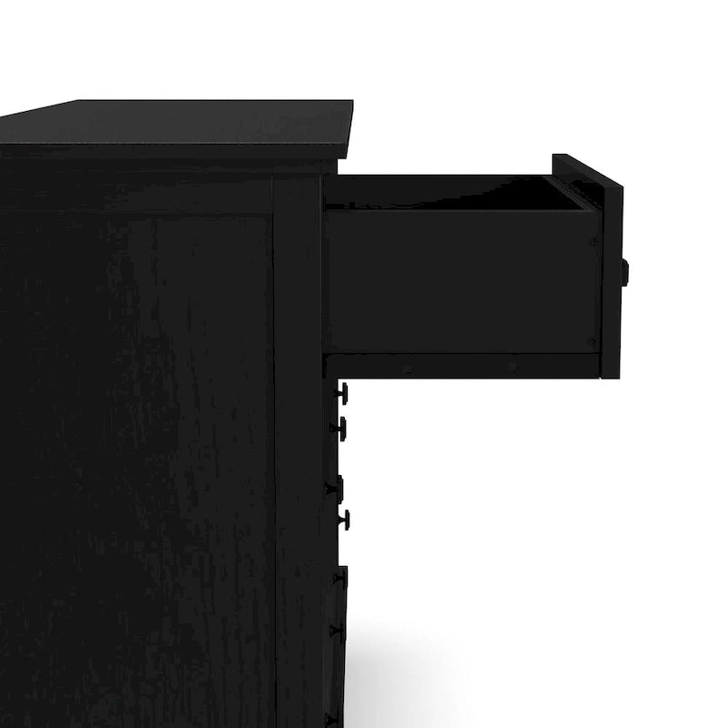 Black Wood Dresser, Sturdy Black Finish Chest, Elegant Bedroom Furniture for Daily Storage