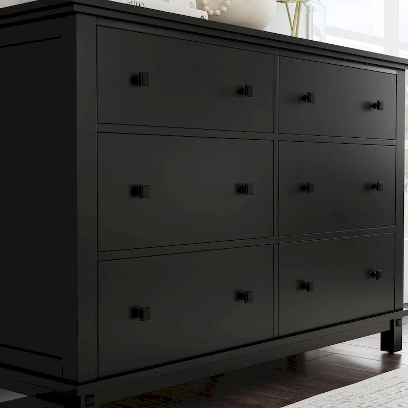 Black Wood Dresser, Sturdy Black Finish Chest, Elegant Bedroom Furniture for Daily Storage