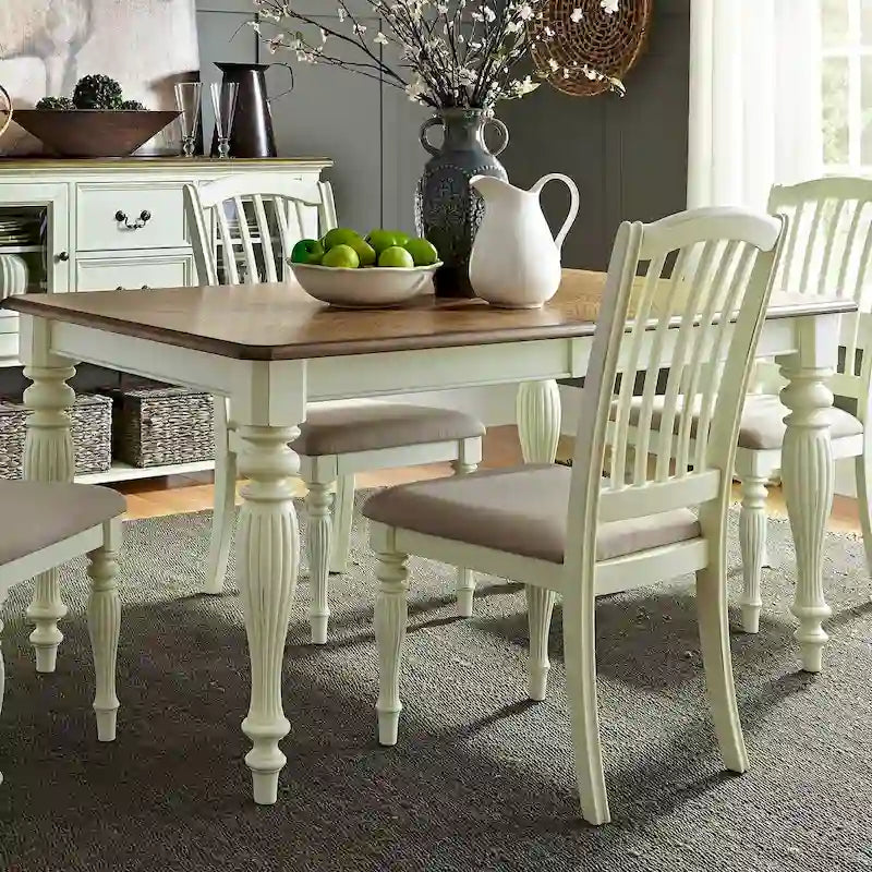 Tavolino rettangolare color noce moscata e bianco