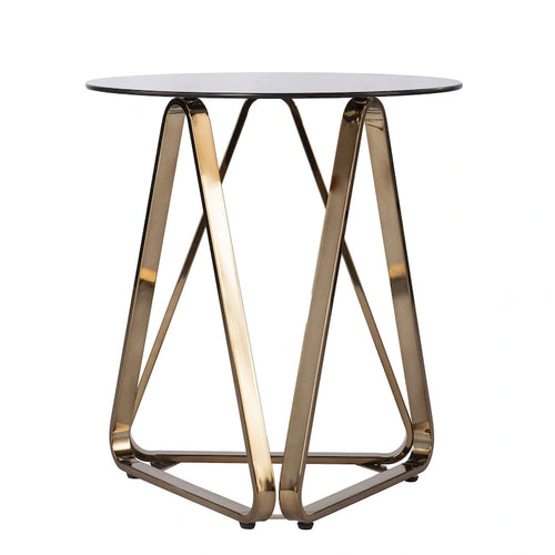 24 Champagne Glass And Iron Round End Table - 22x22x24.25