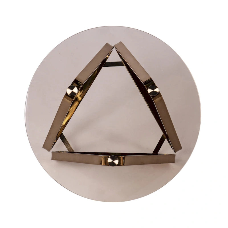Tavolino rotondo color champagne in vetro e ferro - 22x22x24.25
