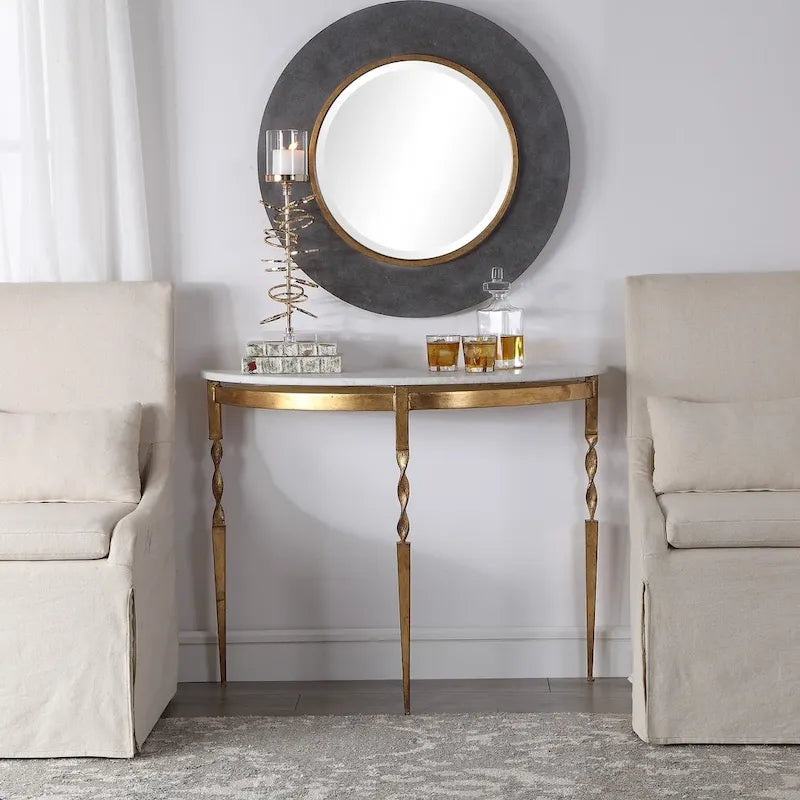 Consolle semicircolare color oro
