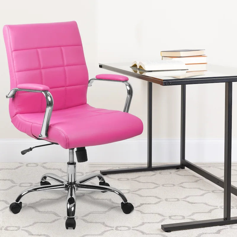 Mid-back Chrome/Vinyl Executive Swivel Office Chair