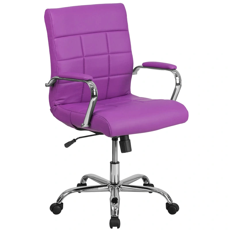 Mid-back Chrome/Vinyl Executive Swivel Office Chair