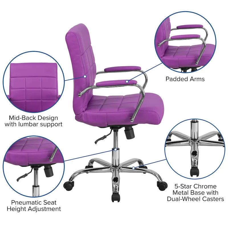Mid-back Chrome/Vinyl Executive Swivel Office Chair