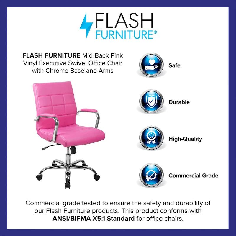 Mid-back Chrome/Vinyl Executive Swivel Office Chair
