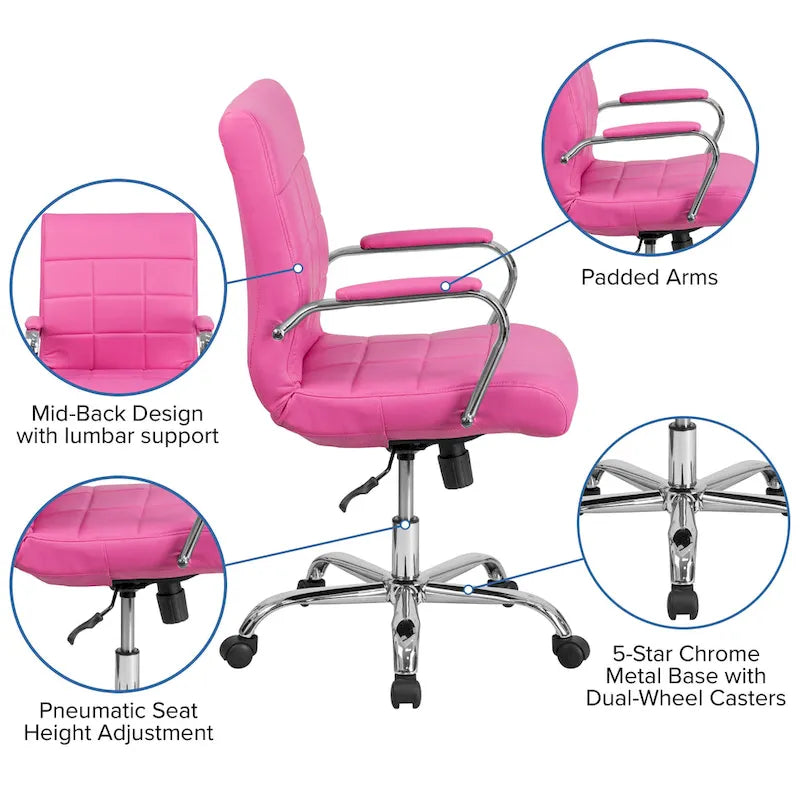 Mid-back Chrome/Vinyl Executive Swivel Office Chair