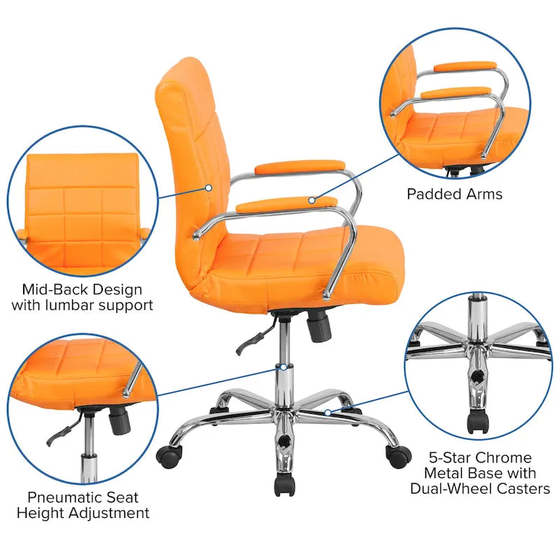 Mid-back Chrome/Vinyl Executive Swivel Office Chair
