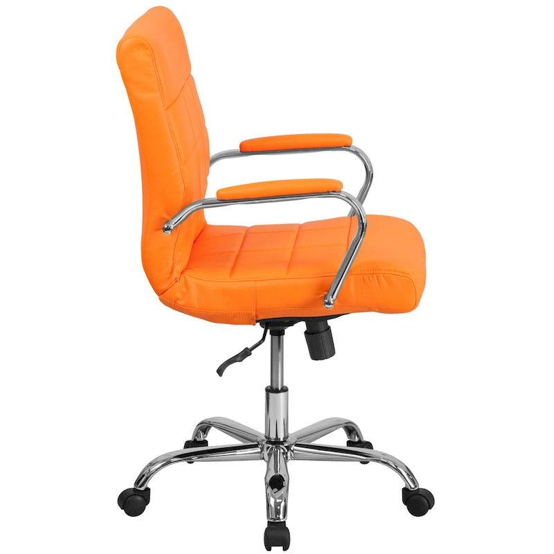 Mid-back Chrome/Vinyl Executive Swivel Office Chair