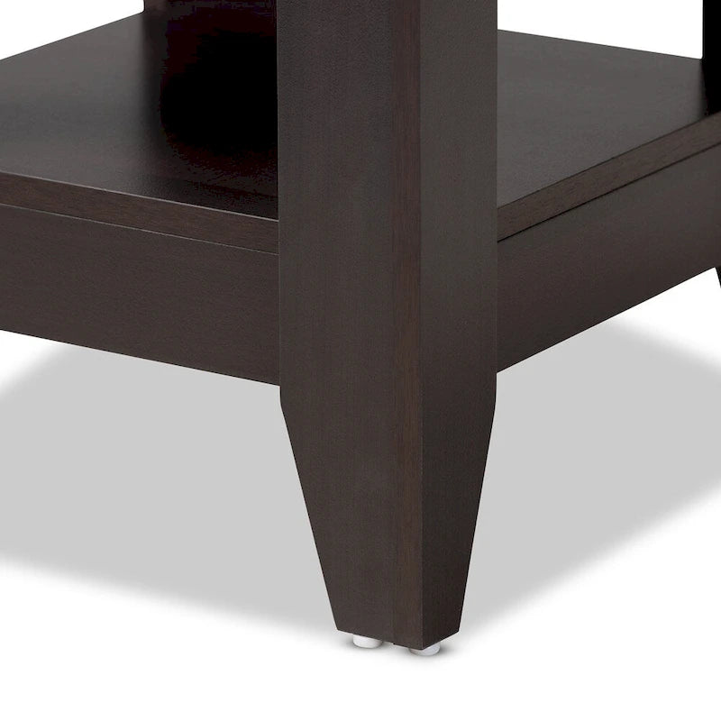 Tavolino laterale in legno marrone scuro