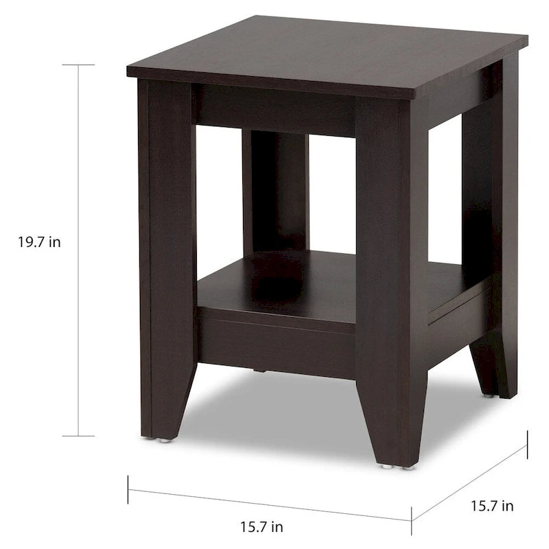 Tavolino laterale in legno marrone scuro