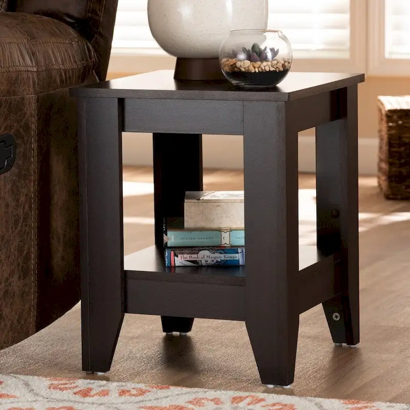 Tavolino laterale in legno marrone scuro