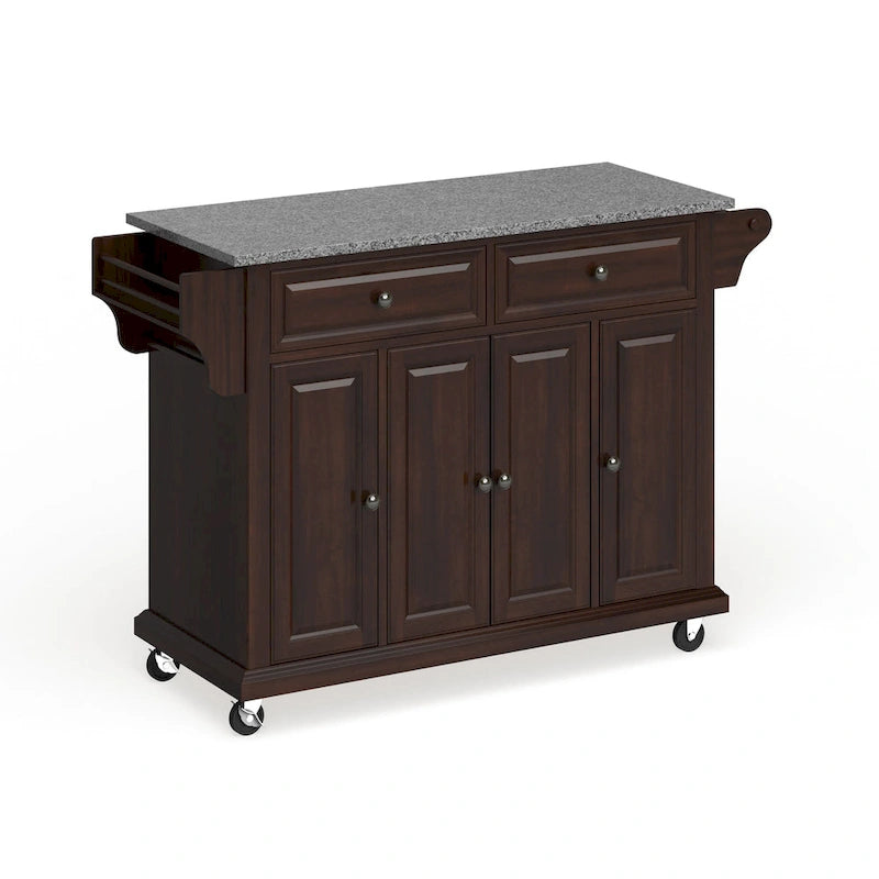 Carrello da cucina vintage in mogano con piano in granito, misura grande - 18d x 51.5w x 36h
