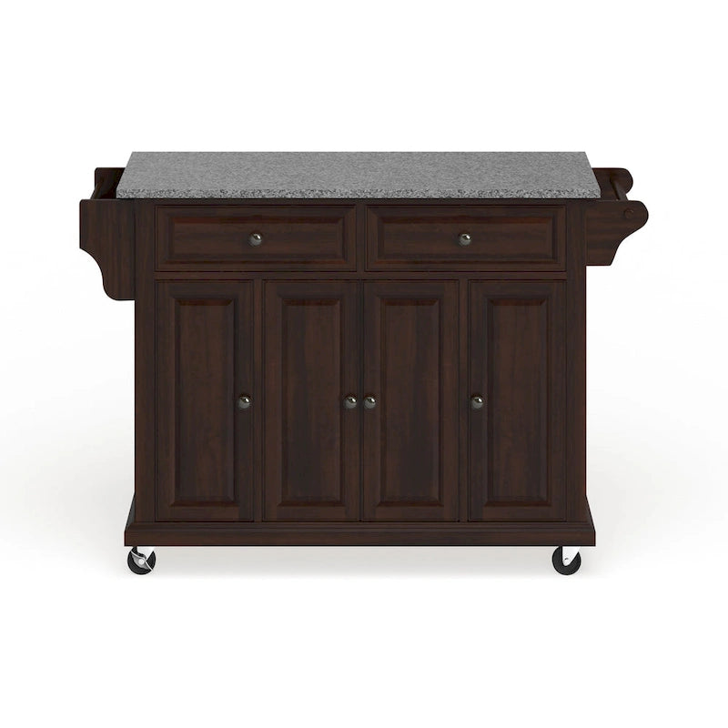 Carrello da cucina vintage in mogano con piano in granito, misura grande - 18d x 51.5w x 36h