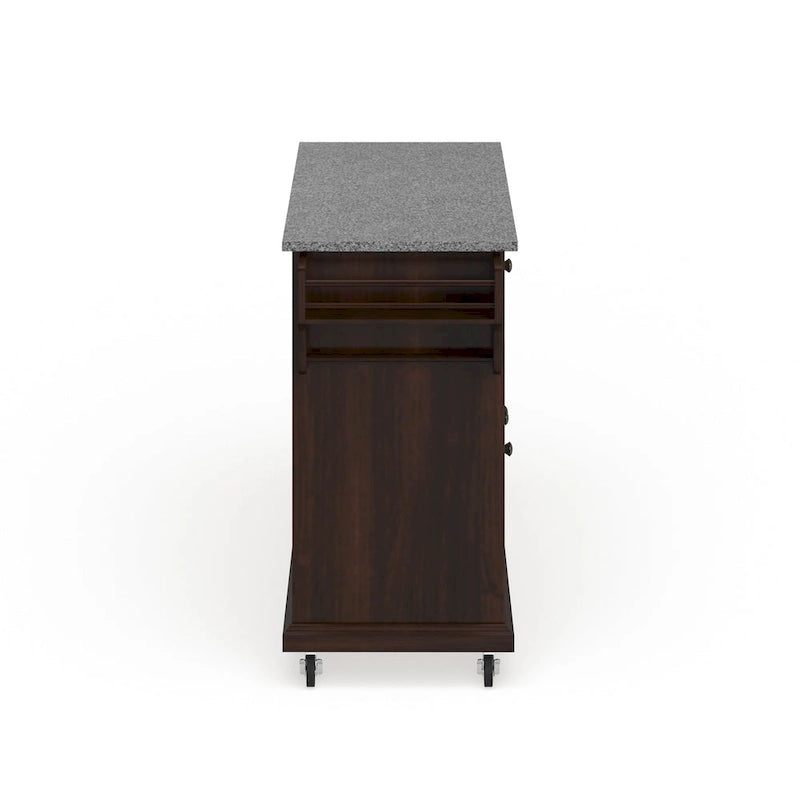 Carrello da cucina vintage in mogano con piano in granito, misura grande - 18d x 51.5w x 36h