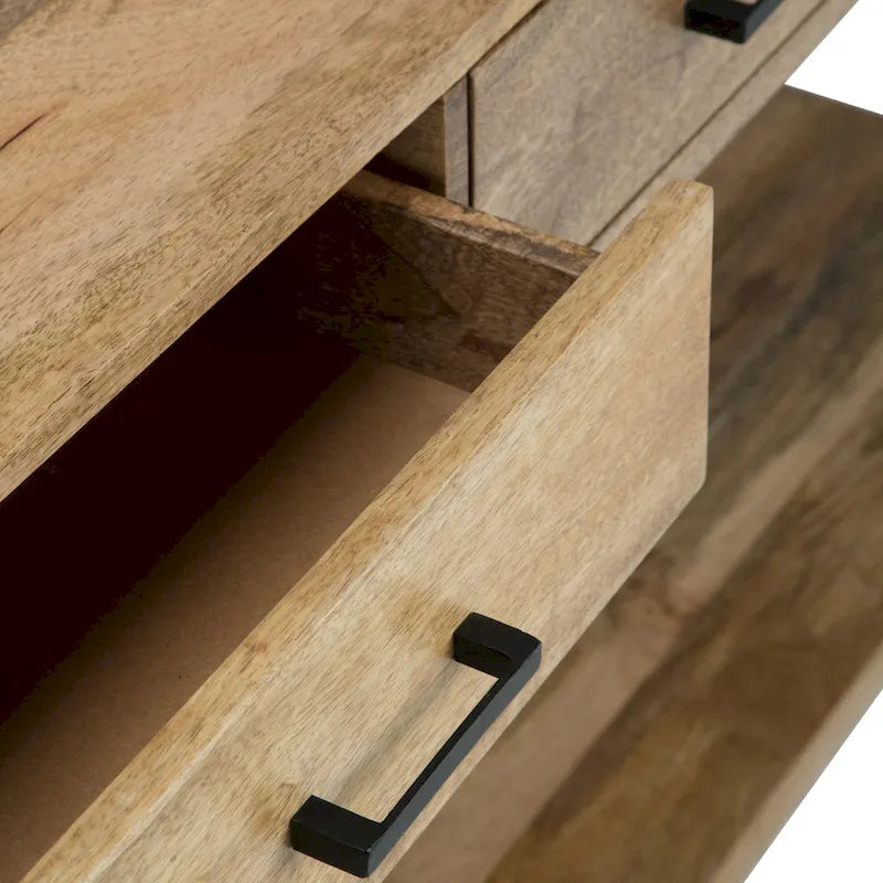 Consolle da divano moderna stile industriale in legno massello di mango e metallo, larga 54 pollici, color naturale - 55 W x 16 D x 32 H