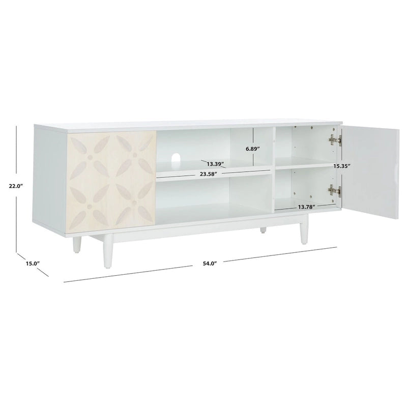 Mobile porta TV a 3 ripiani con motivo - 54 W x 15 D x 22 H - 54Wx15Dx22H