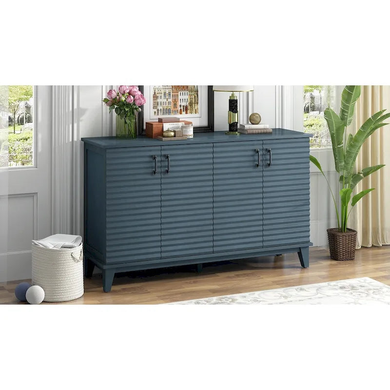 Credenza con 4 ante, mobiletto moderno e minimalista, arredo con contenitore nascosto per cucina e casa