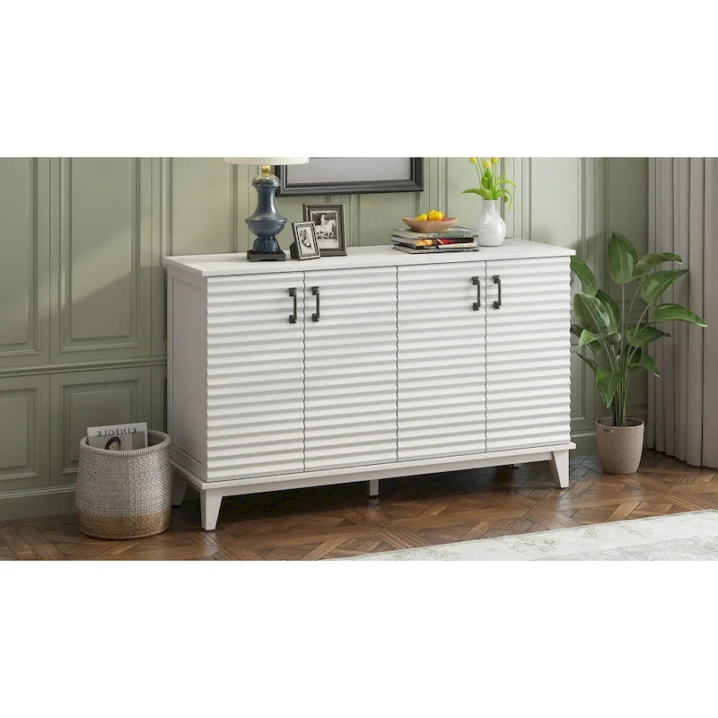 Credenza con 4 ante, mobiletto moderno e minimalista, arredo con contenitore nascosto per cucina e casa
