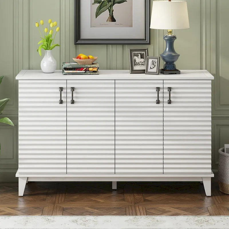 Sideboard with 4 Door, Modern Minimalist Side Cabinet, Hidden Storage Furniture for Home Kitchen