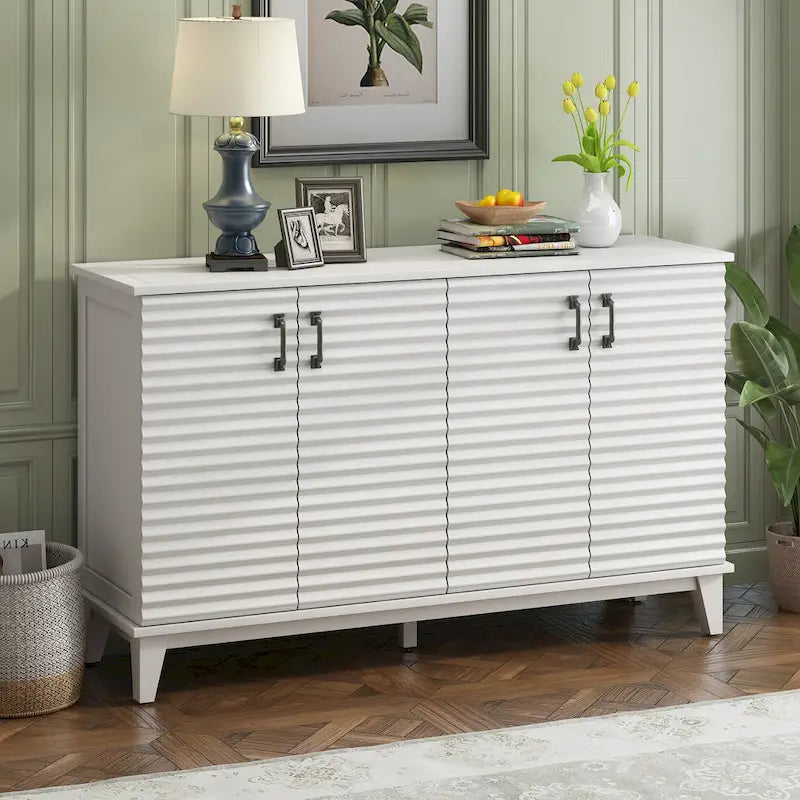 Sideboard with 4 Door, Modern Minimalist Side Cabinet, Hidden Storage Furniture for Home Kitchen