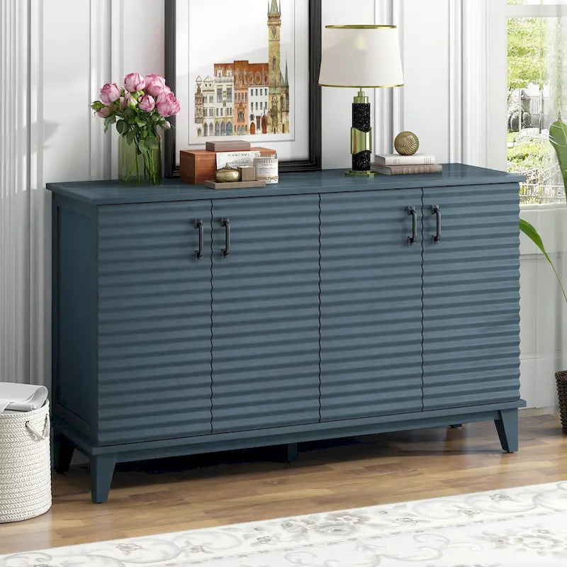 Credenza con 4 ante, mobiletto moderno e minimalista, arredo con contenitore nascosto per cucina e casa