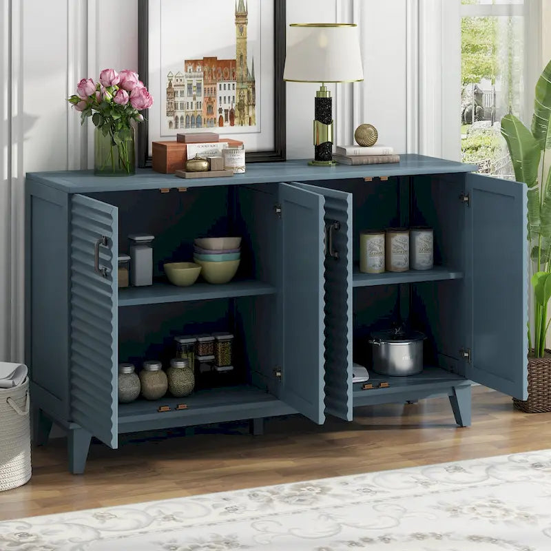 Sideboard with 4 Door, Modern Minimalist Side Cabinet, Hidden Storage Furniture for Home Kitchen