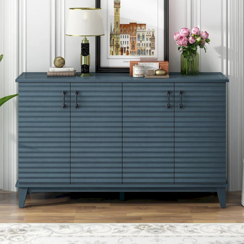 Sideboard with 4 Door, Modern Minimalist Side Cabinet, Hidden Storage Furniture for Home Kitchen