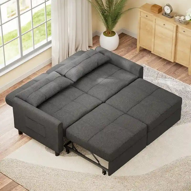 Divanetto letto trasformabile 3 in 1 con letto estraibile e schienale regolabile