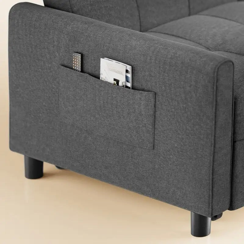 Divanetto letto trasformabile 3 in 1 con letto estraibile e schienale regolabile