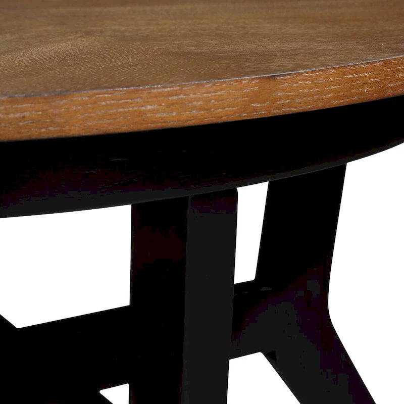 Tavolino da salotto rotondo in legno da 32inch, stile rustico di metà secolo, per il soggiorno