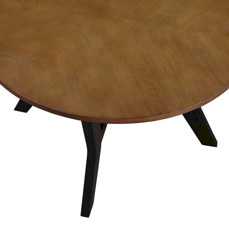 Tavolino da salotto rotondo in legno da 32inch, stile rustico di metà secolo, per il soggiorno