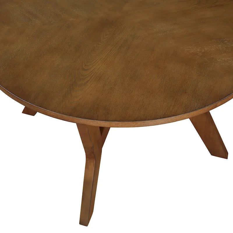 Tavolino da salotto rotondo in legno da 32inch, stile rustico di metà secolo, per il soggiorno