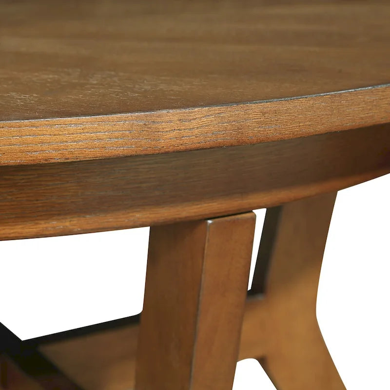 Tavolino da salotto rotondo in legno da 32inch, stile rustico di metà secolo, per il soggiorno