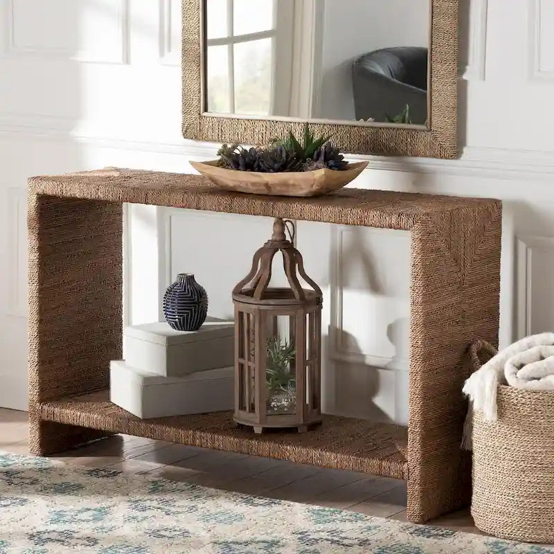 Bohemian Natural Seagrass Console Table