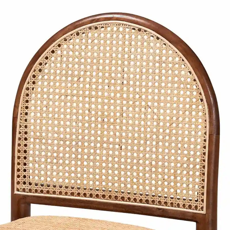 Set di 2 sedie da pranzo moderno boho in rattan naturale e legno di acacia