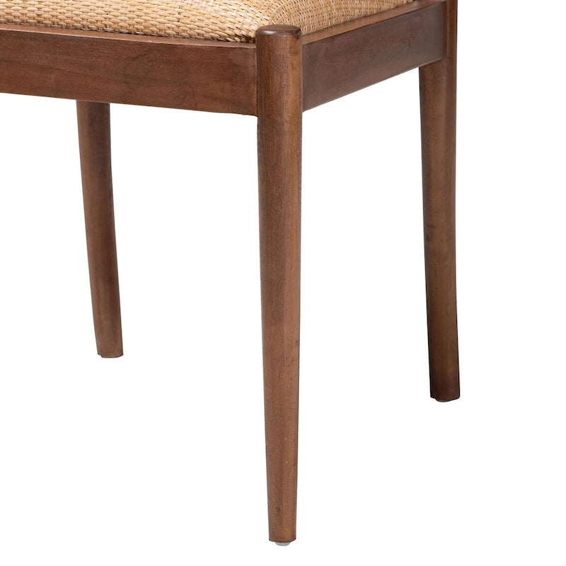 Set di 2 sedie da pranzo moderno boho in rattan naturale e legno di acacia